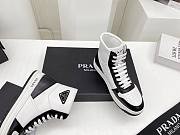 Prada Downtown Perforated Leather High Top Black White - 3