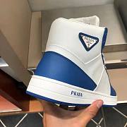 Prada Downtown Perforated Leather High Top Blue White - 5