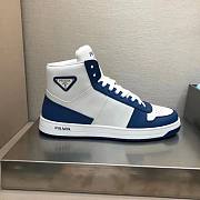 Prada Downtown Perforated Leather High Top Blue White - 4
