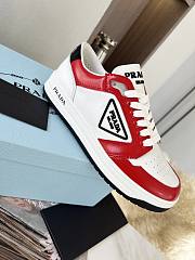 Prada Downtown Perforated Leather Low White Red - 6