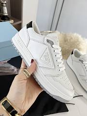 Prada Downtown Perforated Leather Low White Grey Soles - 1