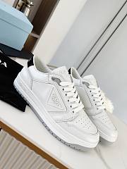 Prada Downtown Perforated Leather Low White Grey Soles - 5