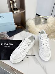 Prada Downtown Perforated Leather Low White Grey Soles - 3