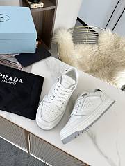Prada Downtown Perforated Leather Low White Grey Soles - 2