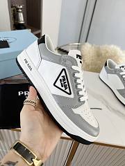 Prada Downtown Perforated Leather Low White Grey  - 1