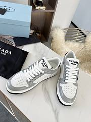 Prada Downtown Perforated Leather Low White Grey  - 6