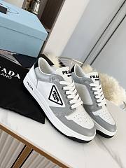 Prada Downtown Perforated Leather Low White Grey  - 4