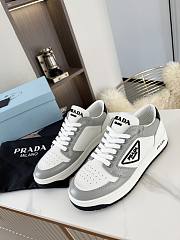 Prada Downtown Perforated Leather Low White Grey  - 3