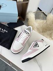 Prada Downtown Perforated Leather Low White Pink  - 4