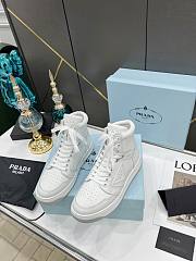 Prada Downtown Perforated Leather High White Grey Soles - 6