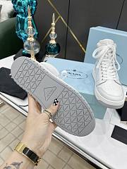 Prada Downtown Perforated Leather High White Grey Soles - 2