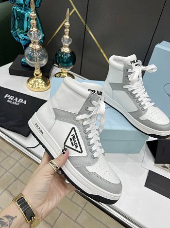 Prada Downtown Perforated Leather High White Grey