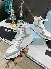 Prada Downtown Perforated Leather High White Grey - 4