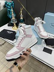 Prada Downtown Perforated Leather High White Pink - 5