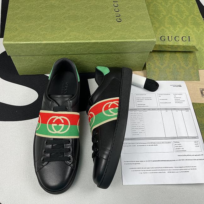 Gucci Ace Elastic Web Interlocking GG Black 643488 1XGF0 1076 / 644749 1XGM0 1096 - 1