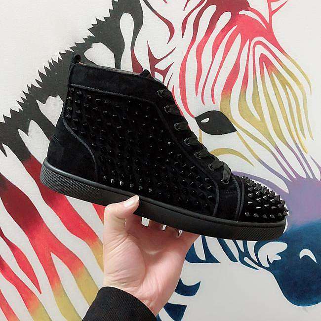 CHRISTIAN LOUBOUTIN High-top Spike-stud Suede Black - 1
