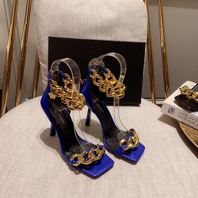 Versace Safety Medusa Blue Sandal Heels Chain - 1