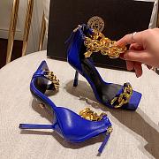 Versace Safety Medusa Blue Sandal Heels Chain - 4