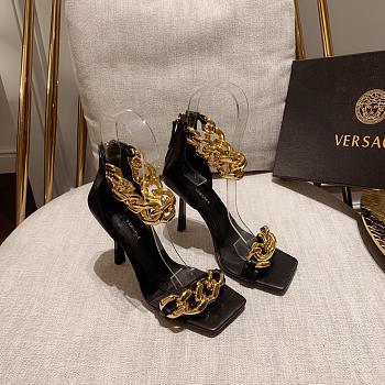Versace Safety Medusa Black Sandal Heels Chain