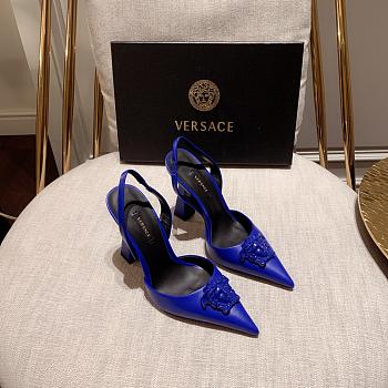 Versace La Medusa Blue Slingback Pumps Heels