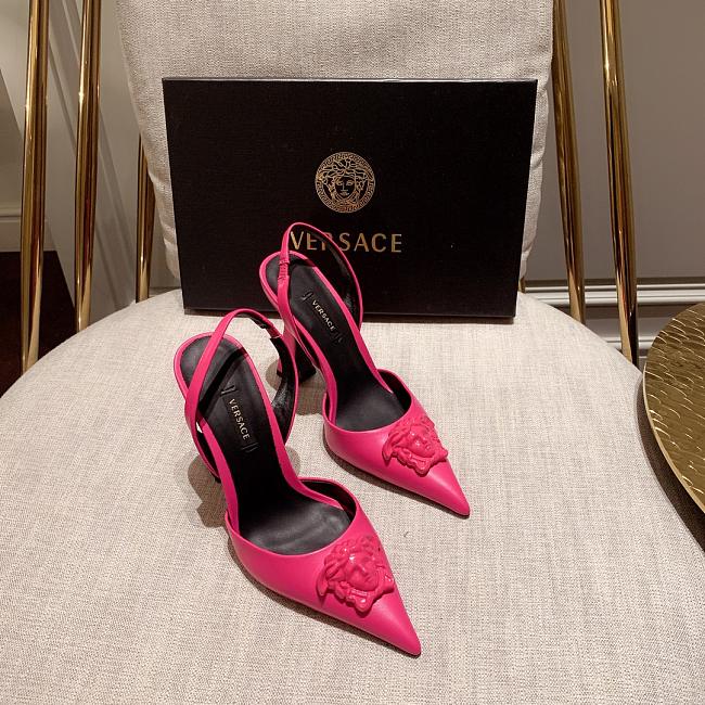 Versace La Medusa Pink Slingback Pumps Heels - AMOFOOT