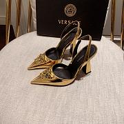 Versace La Medusa Gold Slingback Pumps Heels - 4