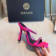 Versace Medusa Rhinestone Mules in Hot Pink - 4