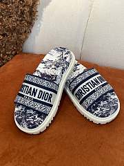 DWAY SLIDE Deep Blue Toile de Jouy Flowers Embroidered Cotton KCQ550FLJ_S36W - 2