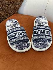 DWAY SLIDE Deep Blue Toile de Jouy Flowers Embroidered Cotton KCQ550FLJ_S36W - 3