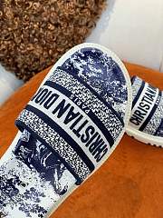 DWAY SLIDE Deep Blue Toile de Jouy Flowers Embroidered Cotton KCQ550FLJ_S36W - 6