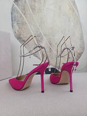 Jimmy Choo Saeda 100 Fuchsia Satin Pink Pumps with Crystal Embellishment - 5