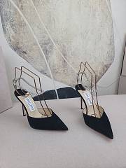 Jimmy Choo Saeda 100 Fuchsia Satin Black Pumps with Crystal Embellishment - 2