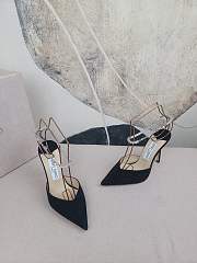 Jimmy Choo Saeda 100 Fuchsia Satin Black Pumps with Crystal Embellishment - 3