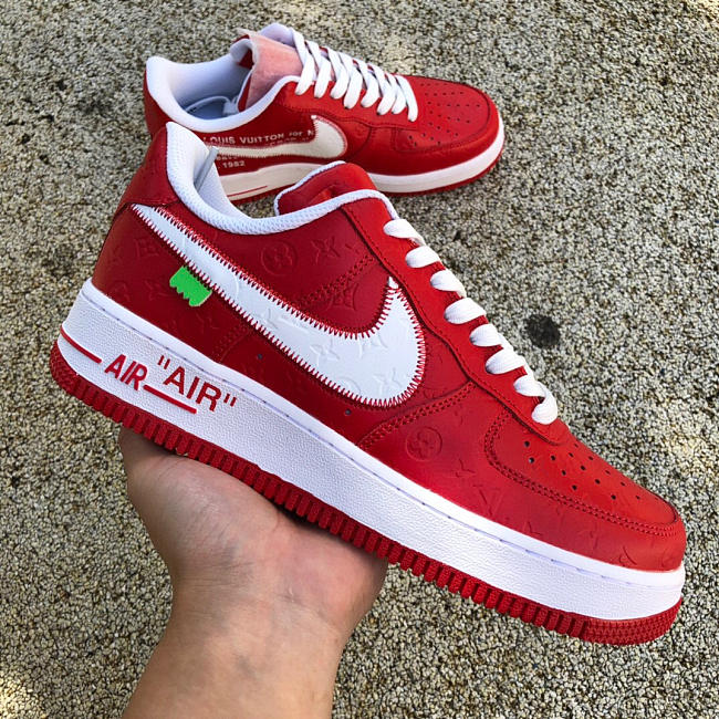 Louis Vuitton X Nike Air Force 1 07 Low White Red LD0232 - AMOFOOT