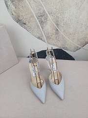 Jimmy Choo Saeda 100 Platinum Ice Dusty Glitter Pumps with Crystal Embellishment - 6