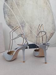 Jimmy Choo Saeda 100 Platinum Ice Dusty Glitter Pumps with Crystal Embellishment - 5