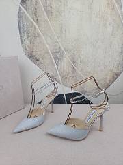Jimmy Choo Saeda 100 Platinum Ice Dusty Glitter Pumps with Crystal Embellishment - 3