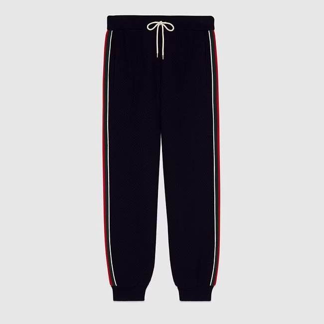 Wool jersey track bottoms with Web - 1