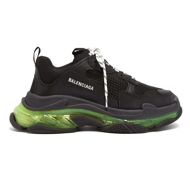 Balenciaga Triple S Black Leather Clear Green Sole - 1