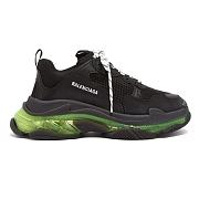 Balenciaga Triple S Black Leather Clear Green Sole - 1