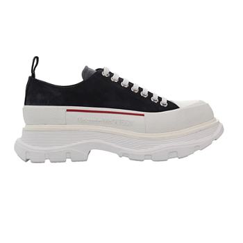 Alexander McQueen Tread Slick Lace Up Boot Low Black White Red Line