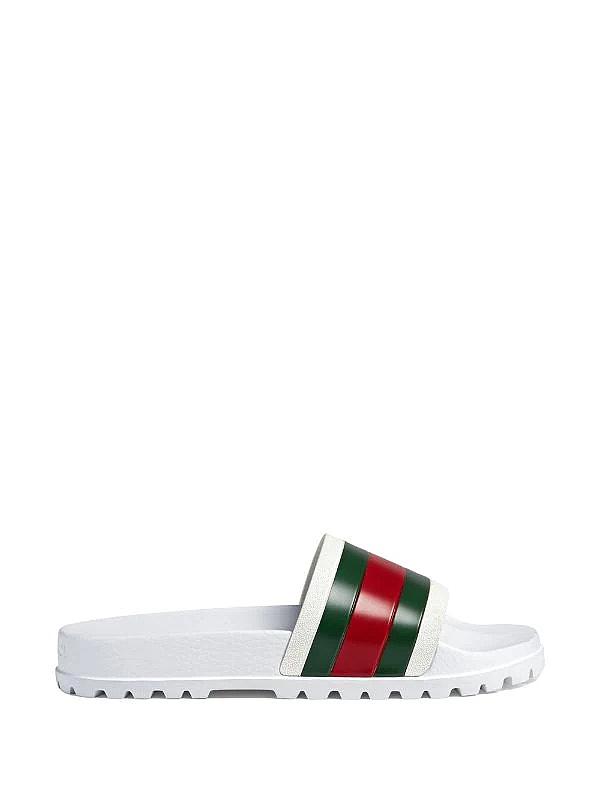 Gucci web detail slides in white - 1