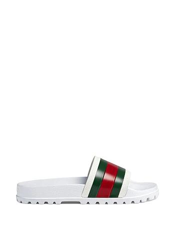 Gucci web detail slides in white