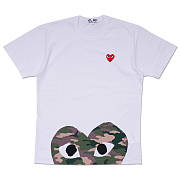 CDG Play Camouflage Heart Shape Logo Printing Short Sleeve White AZ-T243-051-1 - 1