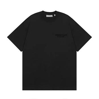 Fear of God ESSENTIALS Men's Black Logo-flocked Cotton-jersey T-shirt
