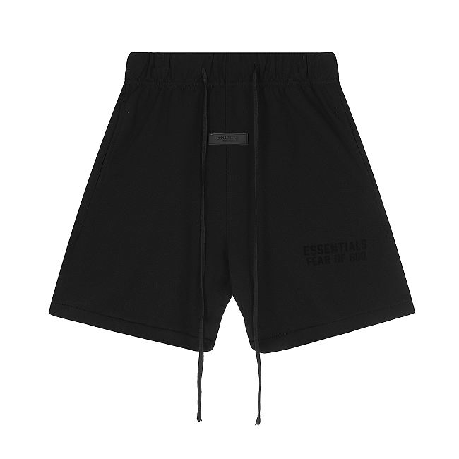 Fear of God ESSENTIALS Men's Gray Straight-leg Logo-flocked Cotton-blend Jersey Shorts in black - 1