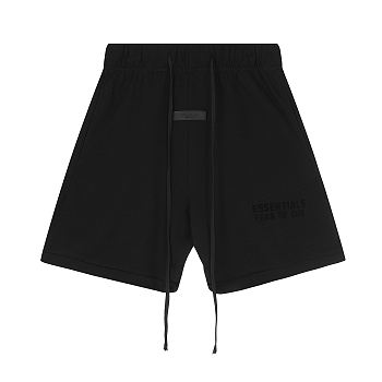 Fear of God ESSENTIALS Men's Gray Straight-leg Logo-flocked Cotton-blend Jersey Shorts in black