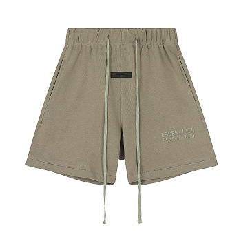 Fear of God ESSENTIALS Men's Gray Straight-leg Logo-flocked Cotton-blend Jersey Shorts in brown