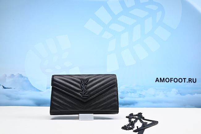 Saint Laurent Monogram Envelope Chain Wallet Black 19x12,5x3,5CM - 1