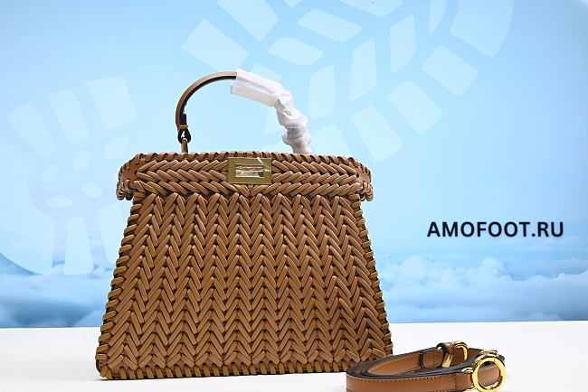 Fendi Peekaboo ISeeU Small Camellia interlace leather bag 21x27x11cm - 1